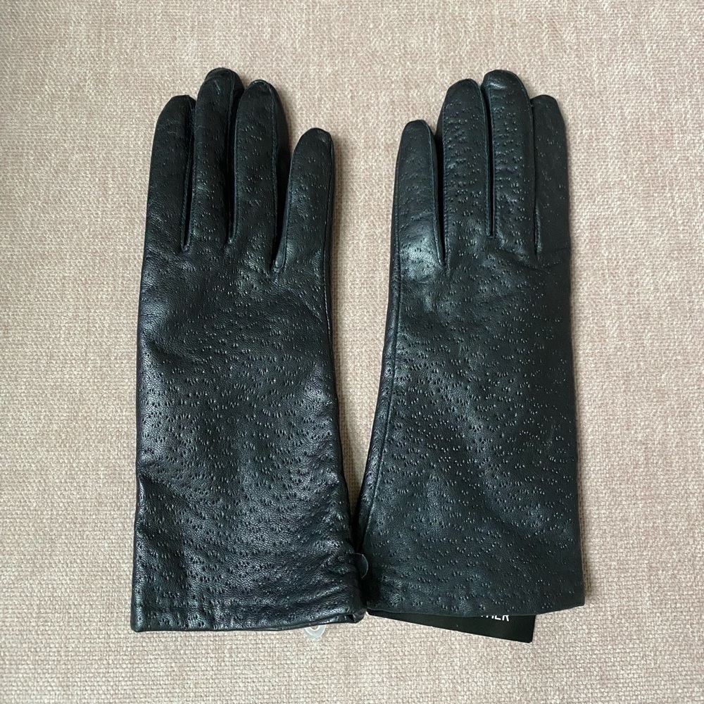 Vintage Smart Set Black Leather Gloves Size M